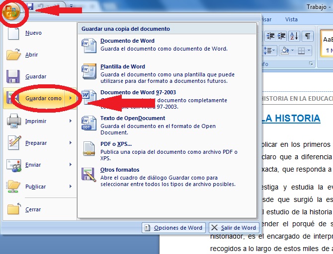 Convertir archivos de word 2003 a pdf